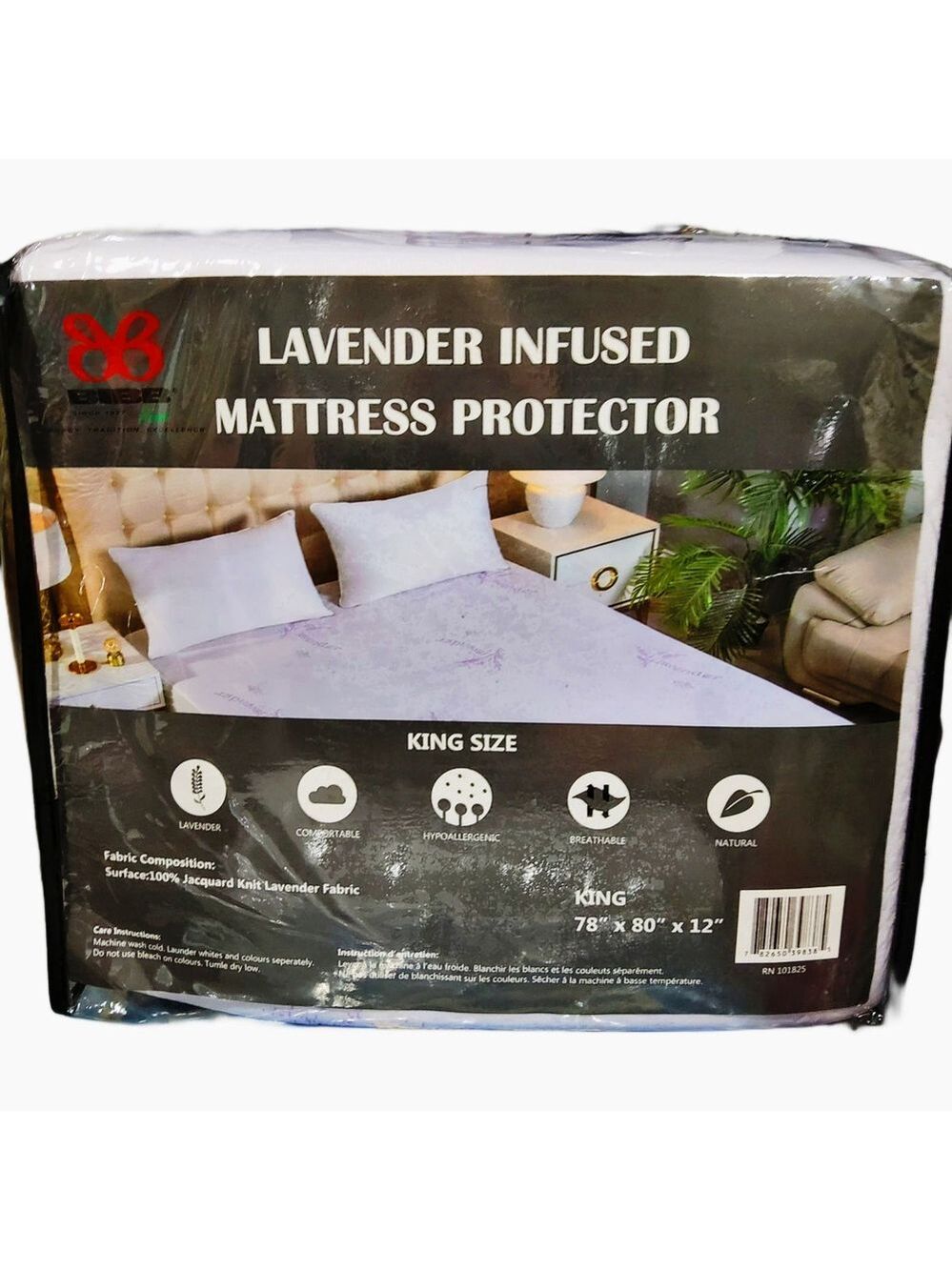 BIBB HOME LAVENDER INFUSED SCENTED HYPOALLERGENIC MATTRESS PAD